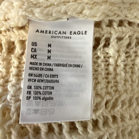 American Eagle Womens Crochet Duster Cardigan Sweater Jacket Size M Ivory Cotton - Picture 8 of 8